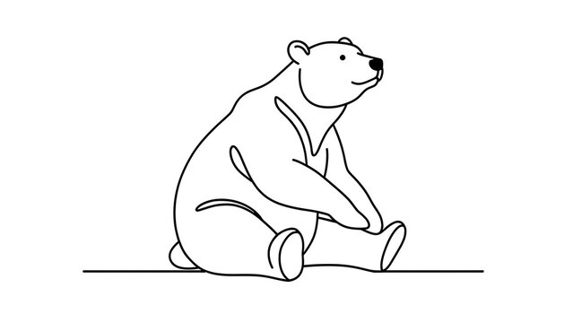 Cute cartoon bear sitting on white background.
