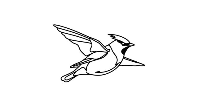 Minimalist bird illustration on white background.