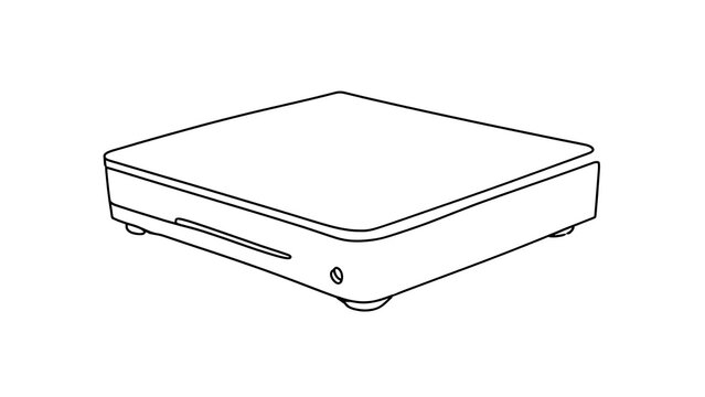 Minimalist electronic device illustration white background.