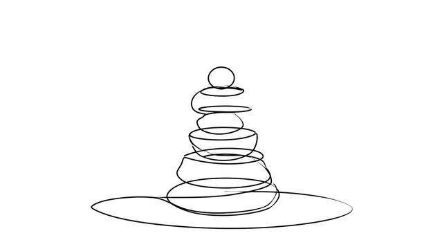 Zen stone stack illustration on white background.