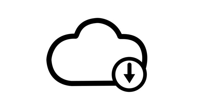 Cloud Download Icon Animation on Transparent Background