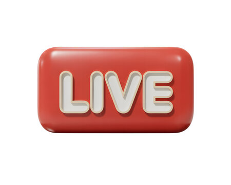 Red live streaming button with bold white text