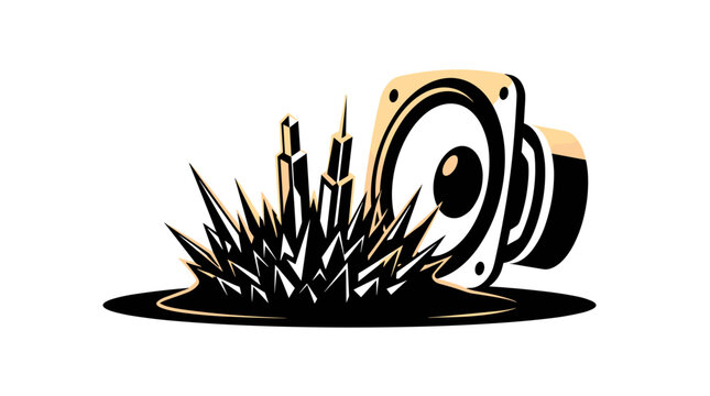 Audio speaker with vibrating ferrofluid sound waves vector