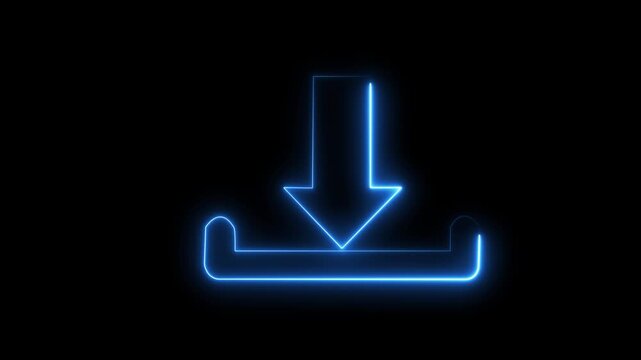 Neon Download Icon Animation on Black Background
