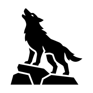 howling wolf glyph icon