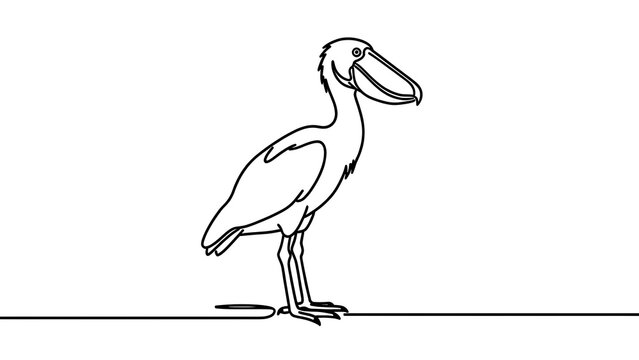 Minimalist line art bird drawing white background.