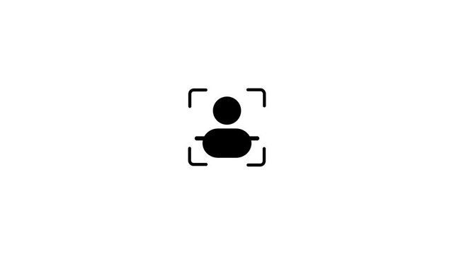 Facial recognition scanning icon animation for identity verification and biometric security on white background.