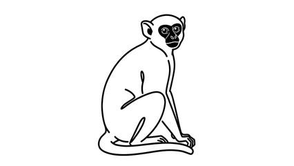 Fototapeta premium Sitting lemur illustration on white background.