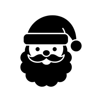 Premium Neo Minimal Santa Claus face icon featuring a cheerful smiling portrait in a clean geometric style. Perfect for Christmas branding, stickers, greeting cards, websites, mobile apps, and scalabl