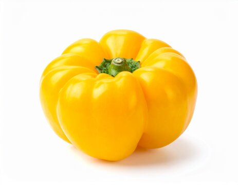 Vibrant yellow bell pepper isolated on white background, fresh vegetable for cooking and healthy eating
