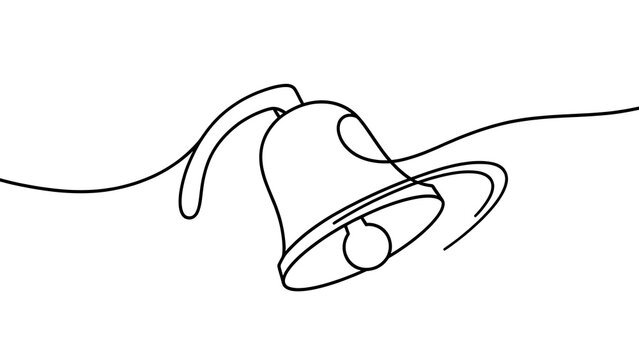 Minimalist bell line art drawing white background.