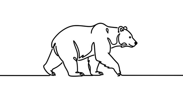 Minimalist bear illustration on white background.