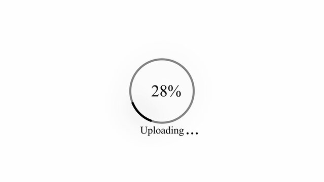 Circular upload progress bar with 28 percent indicator