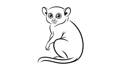 Fototapeta premium Cute cartoon lemur illustration white background.