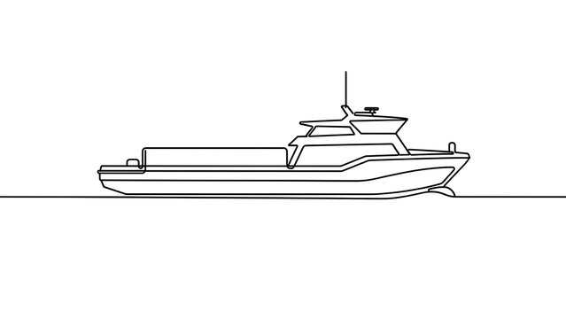 white background sleek modern boat line drawing.