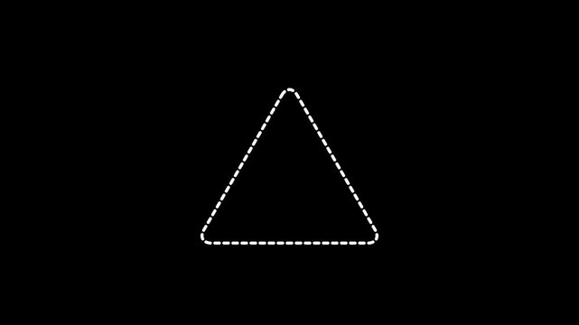 Dashed Triangle Outline on Black Background with Minimal Geometric Shape for Interface Design, Placeholder Layout and Abstract Graphic Composition