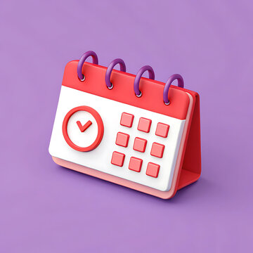 3D desk calendar icon with check mark for completed tasks