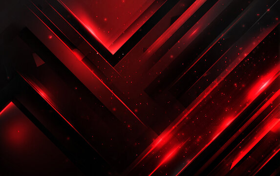 An abstract black and red futuristic background featuring sharp angular geometric shapes, high contrast lighting, dynamic lines, and a modern technology or gaming theme.