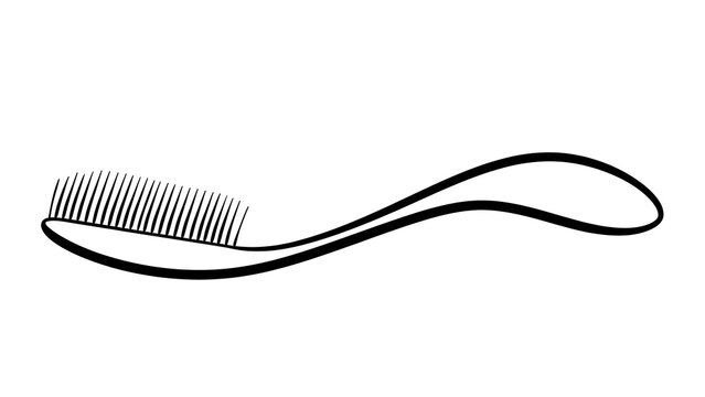 Black curved comb illustration on white background.