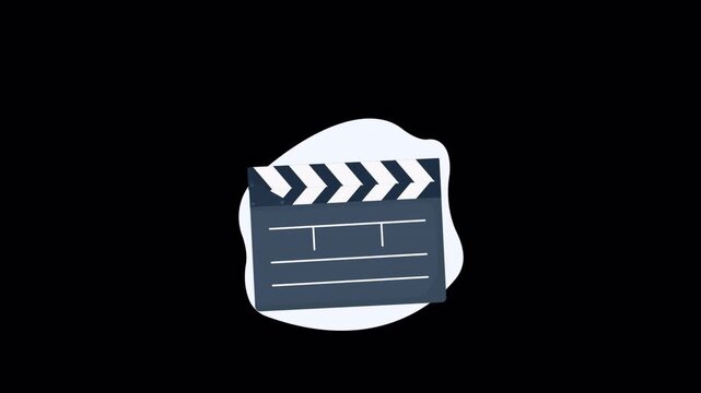 Animated Film Clapperboard Icon Closing - Transparent