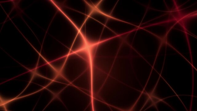 Glowing red laser line animation background featuring intersecting light threads for futuristic technology display, cyber presentation, and energetic tech backdrop.