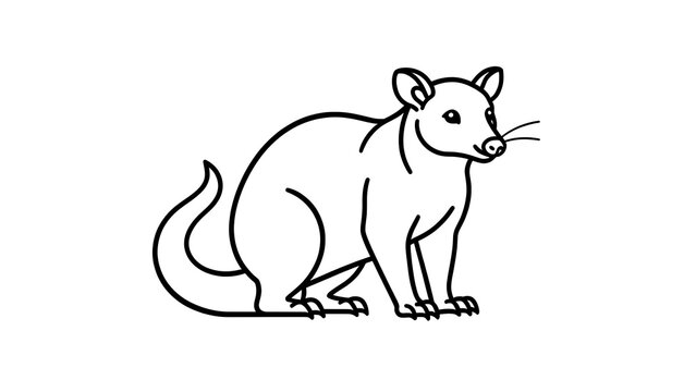 Cute opossum illustration on white background.