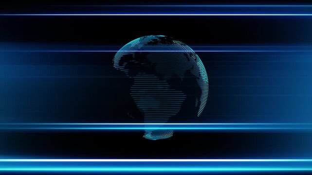 Futuristic technology concept with earth globe and digital data network, Global communication background template for corporate presentation or news broadcast