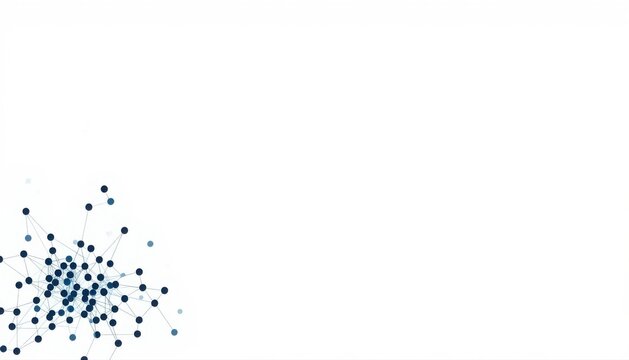 Connected cluster of blue technology nodes on white background with connection abstract technology communication structure background information geometric molecules particle internet