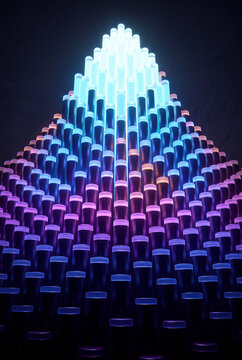 Towering peak of glowing pins rising from a digital grid