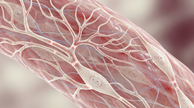 Ultra Realistic Cardiac Purkinje Fiber Conduction Network Microarchitecture Scientific Beauty Human Heart Electrophysiology Background