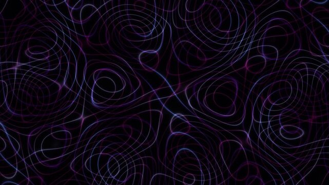 Neon topographic contour line animation background featuring glowing organic curves for futuristic technology display, digital presentation, and abstract tech backdrop.