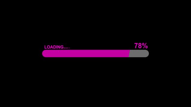 Digital Loading Bar Animation with Percentage Progress Count 0 to 100 Percent