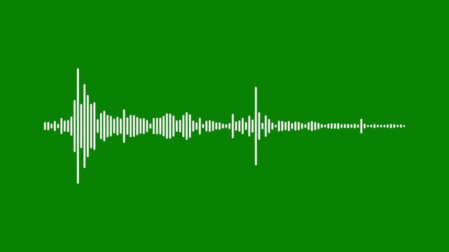 Digital white sound wave line modern voice recognition.audio waveform frequency spectrum loop for media players, audio wave visualization on green background.Music equalizer, Sound visualization.4k