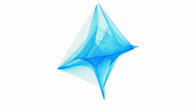 a geometric shape transforming from a small, simple form to a larger, more complex one on a neutral white background with black dividing lines. progressive and evolving.