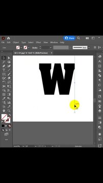 Graphic design software interface showing letter W creation, vector illustration workspace, digital typography and logo design process