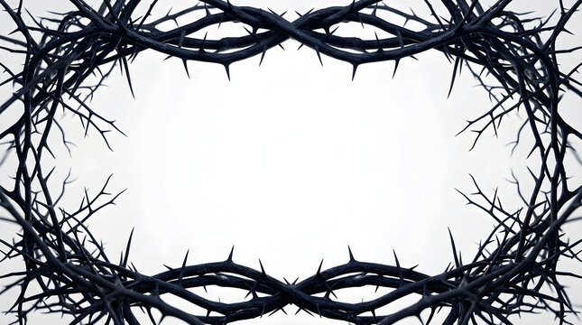Happy halloween spooky thorn frame for eerie designs dark autumnal wreath and gothic holiday graphics