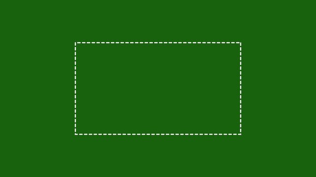 Dotted line rectangle frame animation on green background