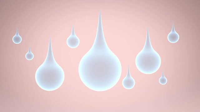 Serum Droplets Fall on Damaged Skin Cells, Smooth The Surface with Glowing Light Circle Effect - 3d 4k Animation (3840 X 2160 px)