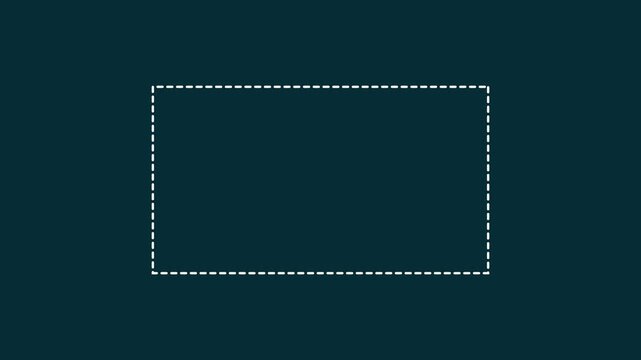 Dotted line rectangle frame animation on blue background