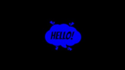 Blue comic speech bubble with hello text on black background © MANJUARA STOCK