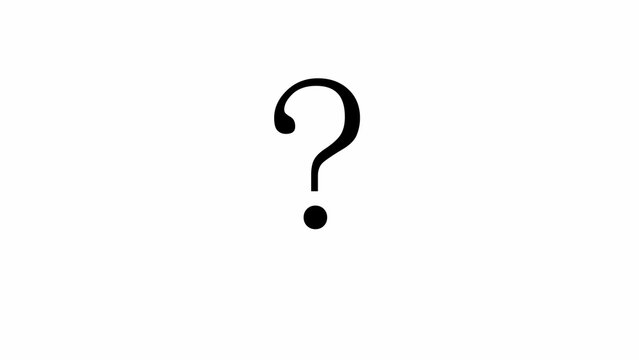 Black question mark symbol centered on a plain white background