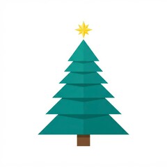 Obraz premium Christmas tree with star decoration isolated on white