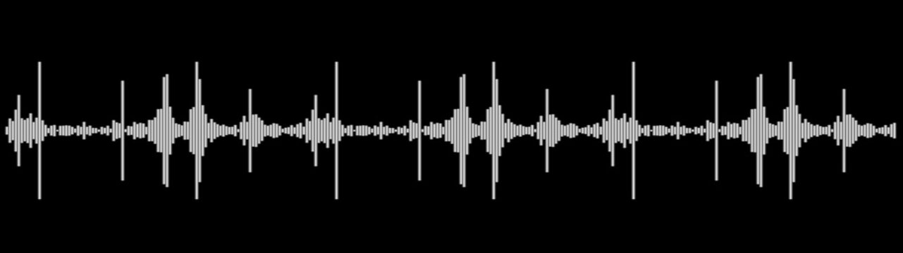 Grey audio waveform visualization on a solid black background