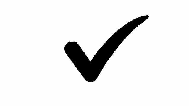 Hand-drawn black ink checkmark symbol on white background