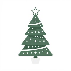 Obraz premium Green Christmas tree with simple decorations isolated on transparent background