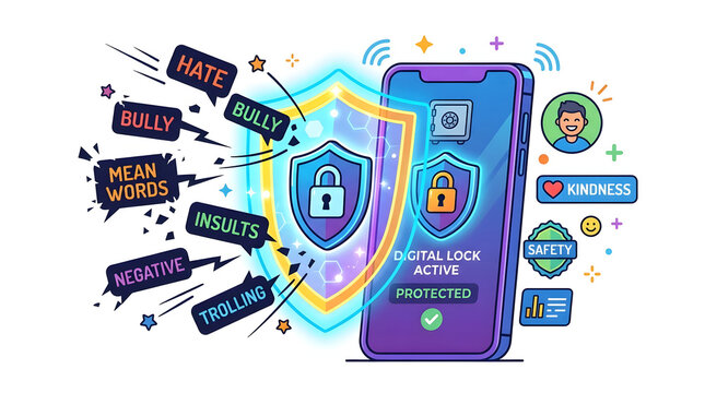 Secure smartphone using virtual shield to block cyberbullying and hate speech comments