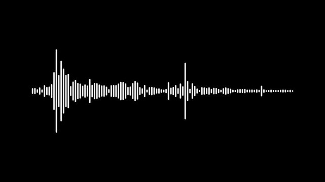 Digital white sound wave line modern voice recognition.audio waveform frequency spectrum loop for media players, audio wave visualization on black background.Music equalizer, Sound visualization.4k