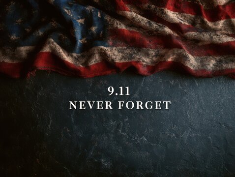 911 memorial never forget message with dark smoky background