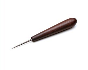 Fototapeta premium A wooden-handled awl with a fine, pointed tip.