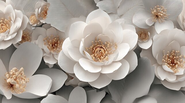 White ceramic teacups with floral patterns and golden brown tea on white surface